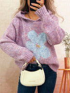 Sarah Express Women's Flower Long Sleeve Hooded Sweater