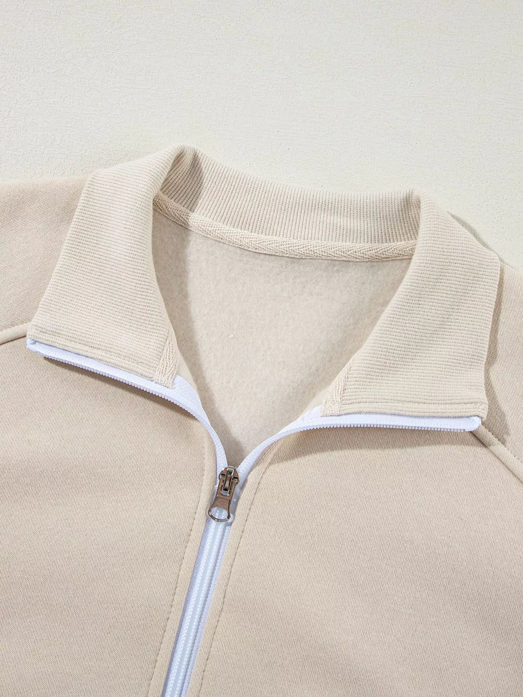 Sarah Express Women's Drop Shoulder Zip Up Jacket and Drawstring Pants Active 2pcs Set