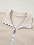 Sarah Express Women's Drop Shoulder Zip Up Jacket and Drawstring Pants Active 2pcs Set