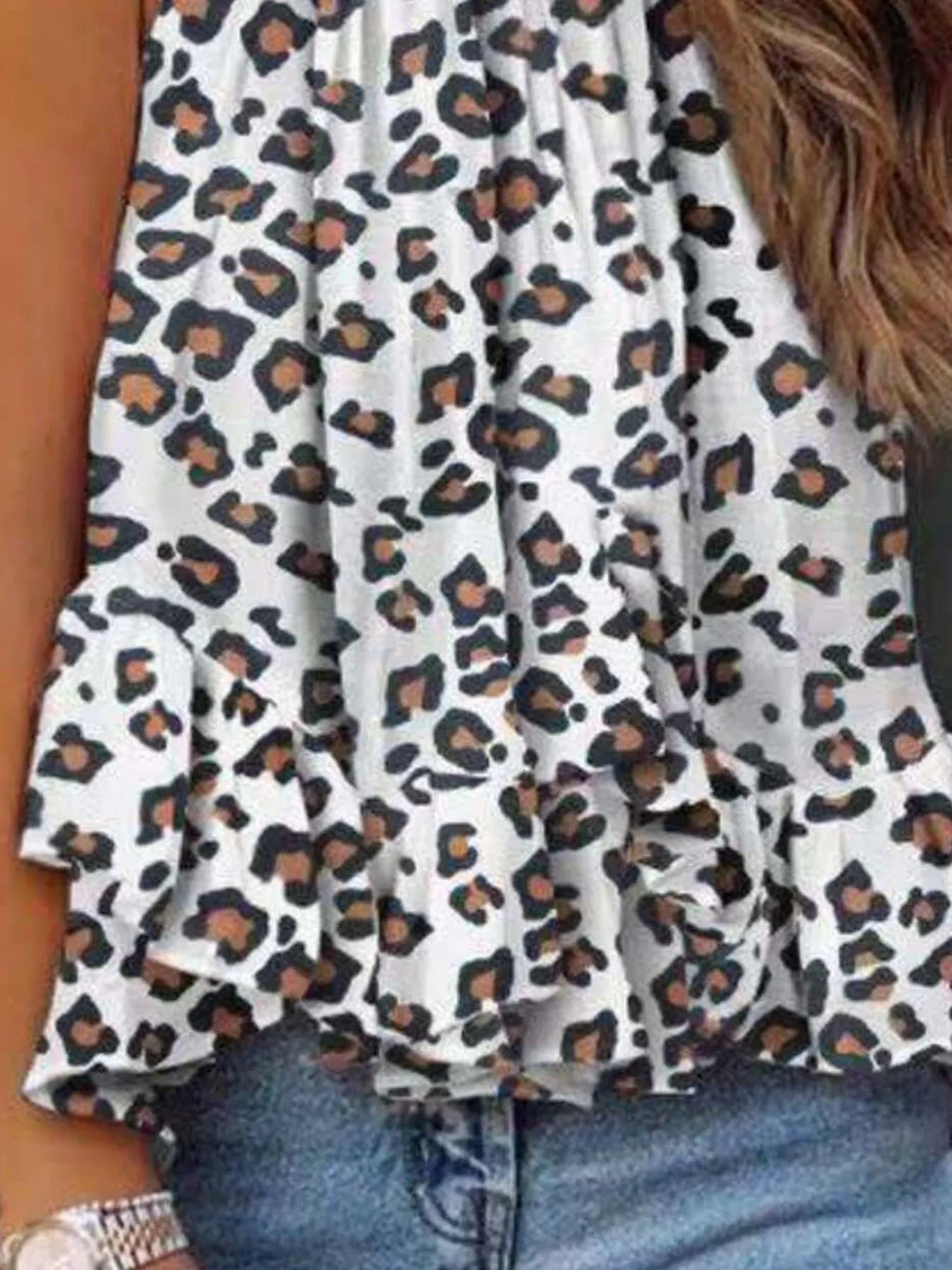 Sarah Express Women's Ruffled Printed Halter Neck Cami Top