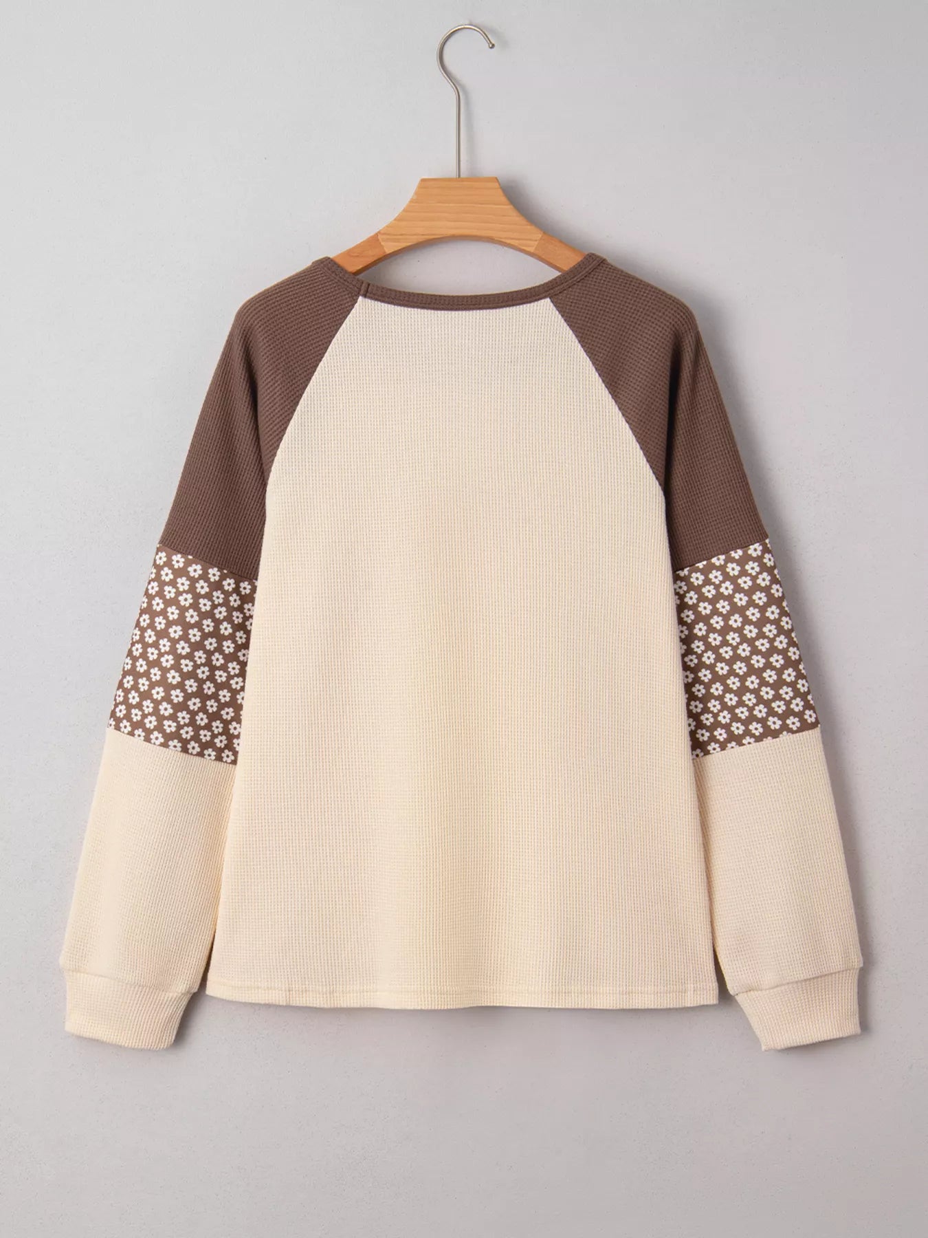 Sarah Express Women's Floral Print Patchwork Color Block Long Sleeve Top