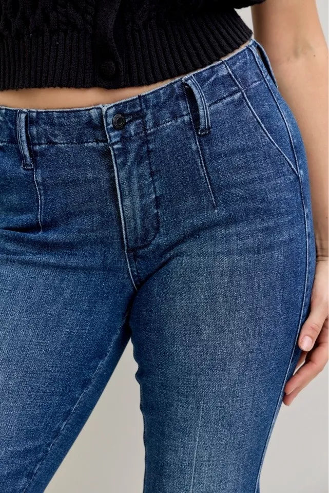 Sarah Express Women’s Plus Size Mid Rise Bootcut Jeans with Welt Pockets
