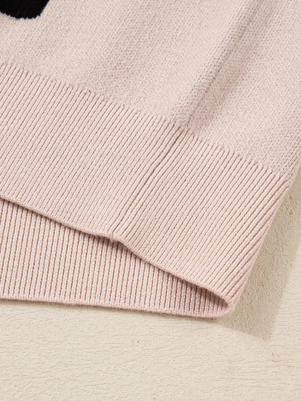 Sarah Express Women's Pearl Embellished Bow Pattern Loose Sweater