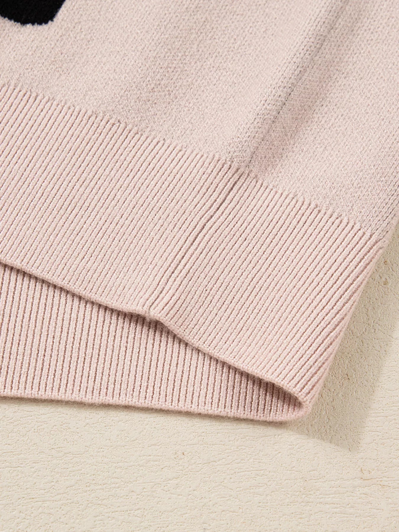 Sarah Express Women's Pearl Embellished Bow Pattern Loose Sweater