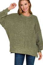 Sarah Express Women's Brushed Hacci Sweater | Oversized Melange | Polyester Blend | S/M-L/XL
