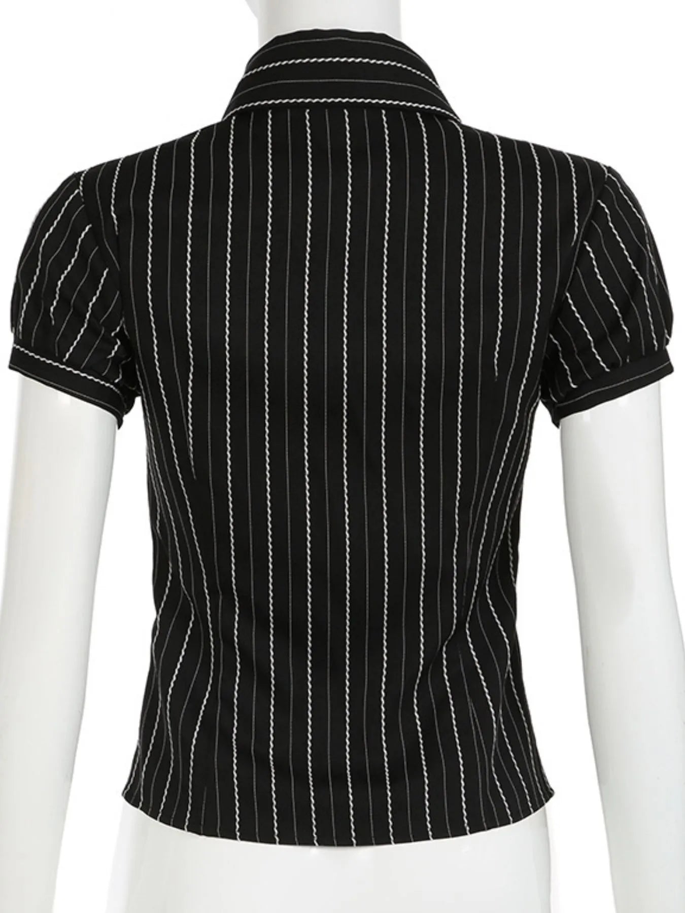 Sarah Express Women's Striped Button-Down Collared Shirt