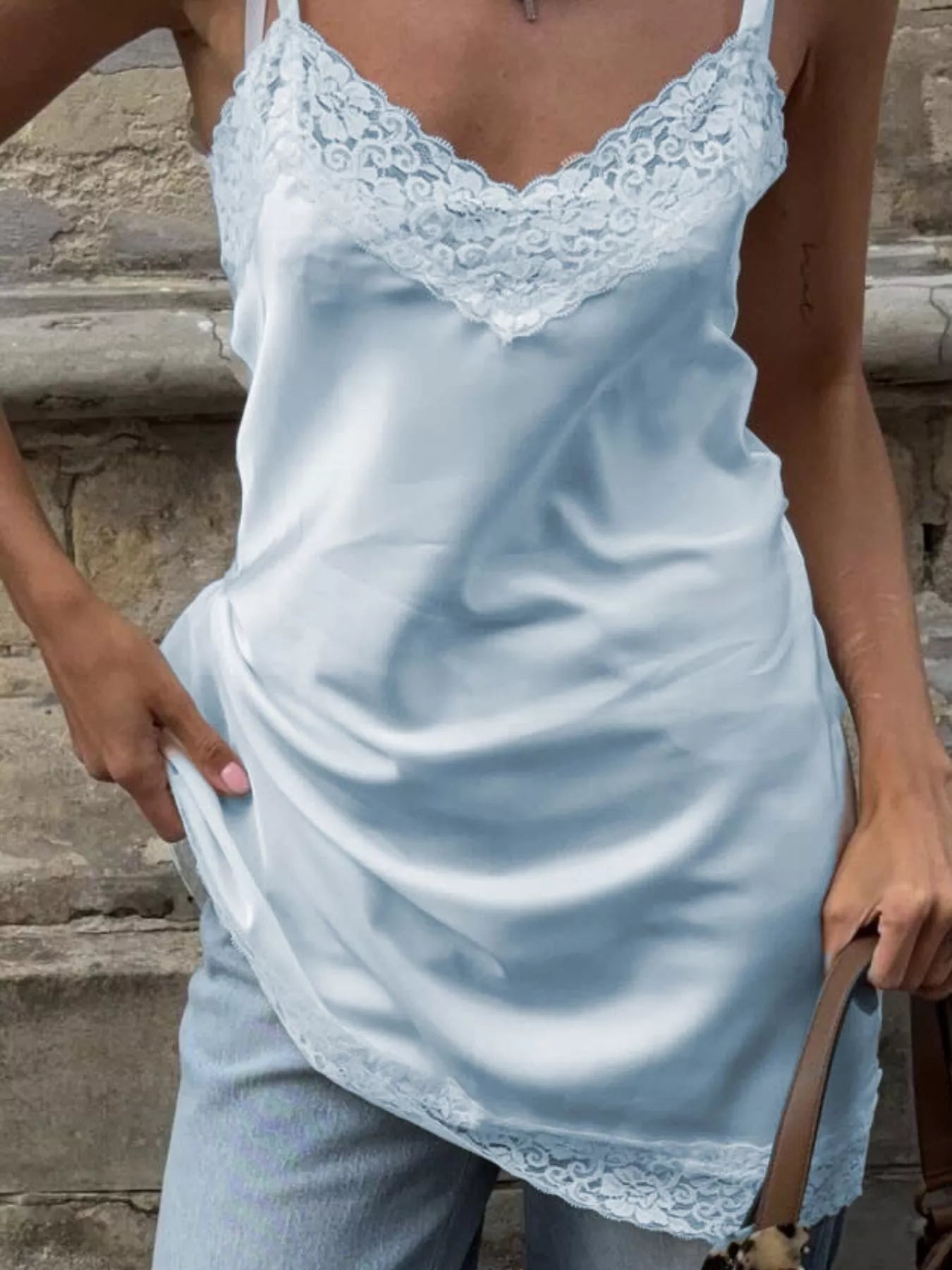 Sarah Express Women's Lace Detail V-Neck Cami