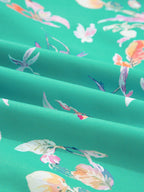 Sarah Express Women's Floral Lantern Sleeve Button Front Shirt