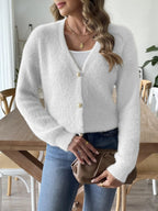 Sarah Express Women's Fuzzy Button-Front Cardigan