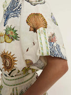 Sarah Express Women's Printed Button Up Shirt and Shorts Set