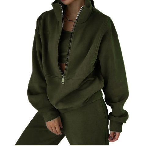 Fleece Sports Casual Three Piece Set Athleisure