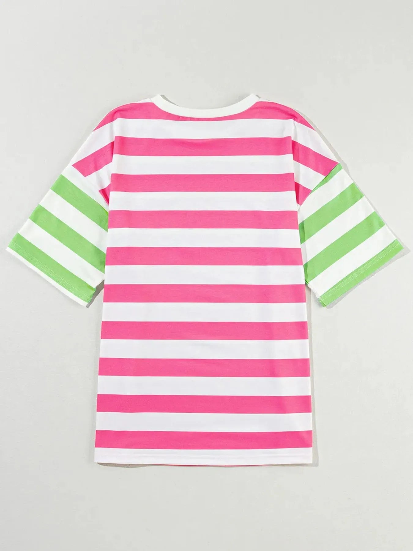 Sarah Express Women's Striped Oversized Short Sleeve T-Shirt with Pocket