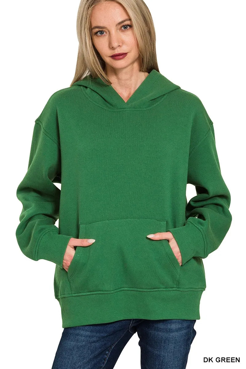 Sarah Express Women's Fleece Kangaroo Pocket Hoodie DK GREEN