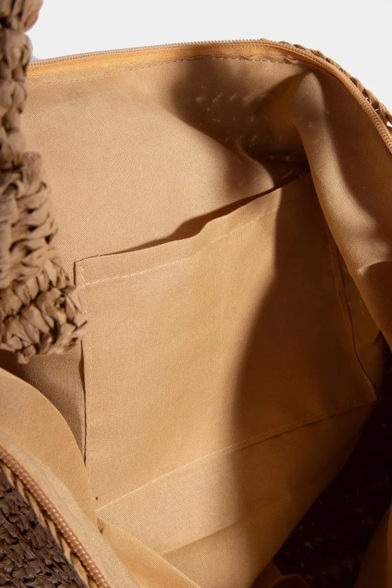 Sarah Express Women's Fame Braided Handle Rectangular Straw Hand Bag