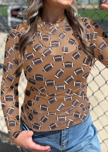 Women's Rugby Mesh Sheer Long Sleeve Top