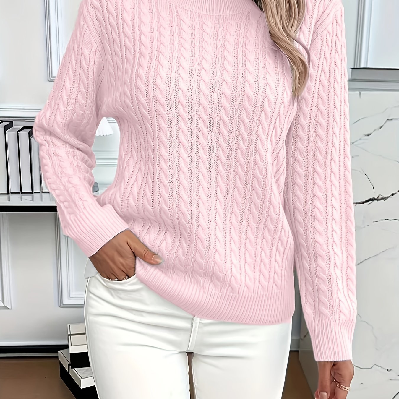 Women's Twist Detail Round Neck Knit Sweater Pullover