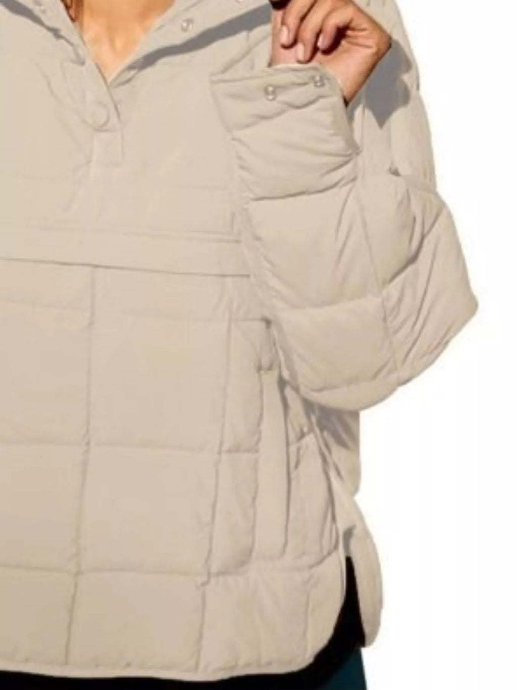 Sarah Express Women's Quarter Snap Hooded Puffer Jacket