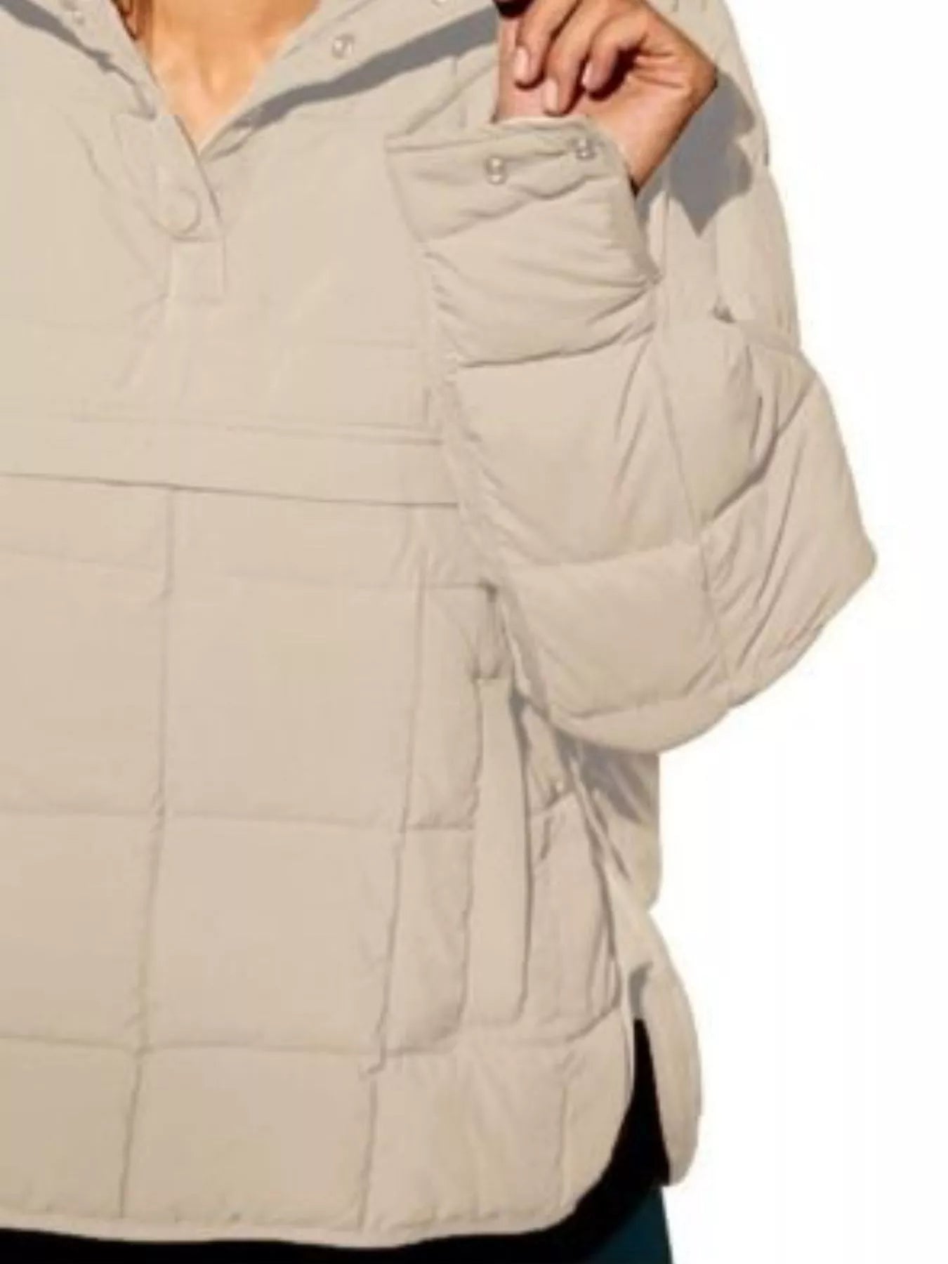 Sarah Express Women's Quarter Snap Hooded Puffer Jacket