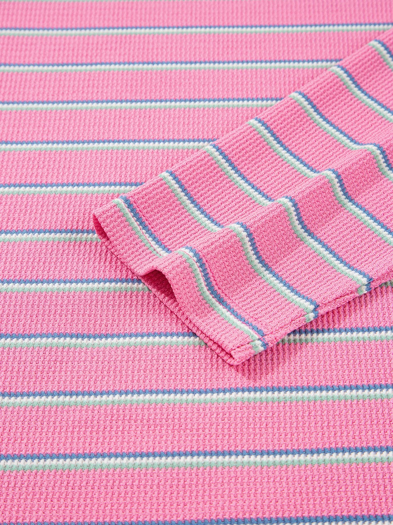 Sarah Express Women's Stripe Textured Knit Round Neck Puff Sleeve Top