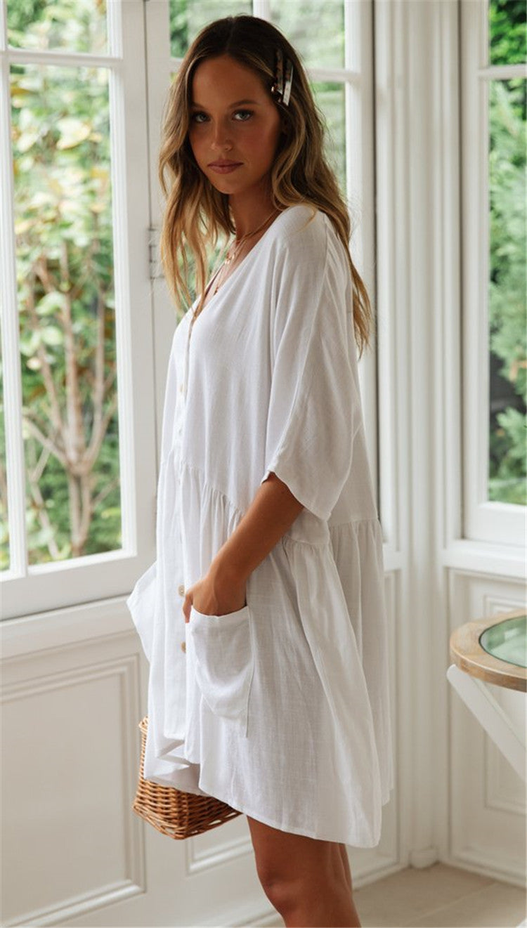 Women's Beach Cover Up Skirt Button Front Swimwear Sarong One Size