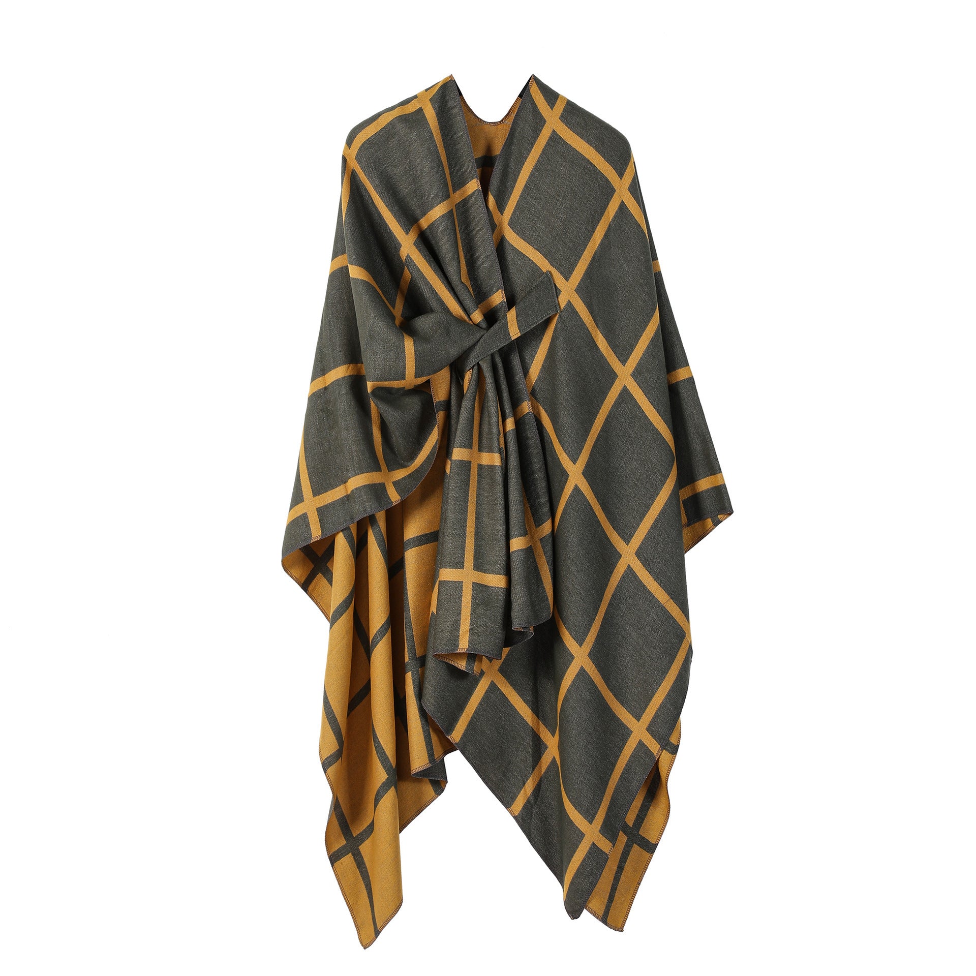 Women's Gingham Check Warm Scarf - Oversized Plaid Shawl Fall Winter Accessory
