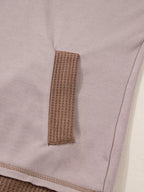 Sarah Express Women's Oversize Waffle Patchwork Exposed Seam Casual Hoodie