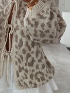 Sarah Express Women's Leopard Tie Front Cardigan