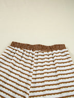 Sarah Express Women's Stripe Collared Top and Drawstring Pant Set