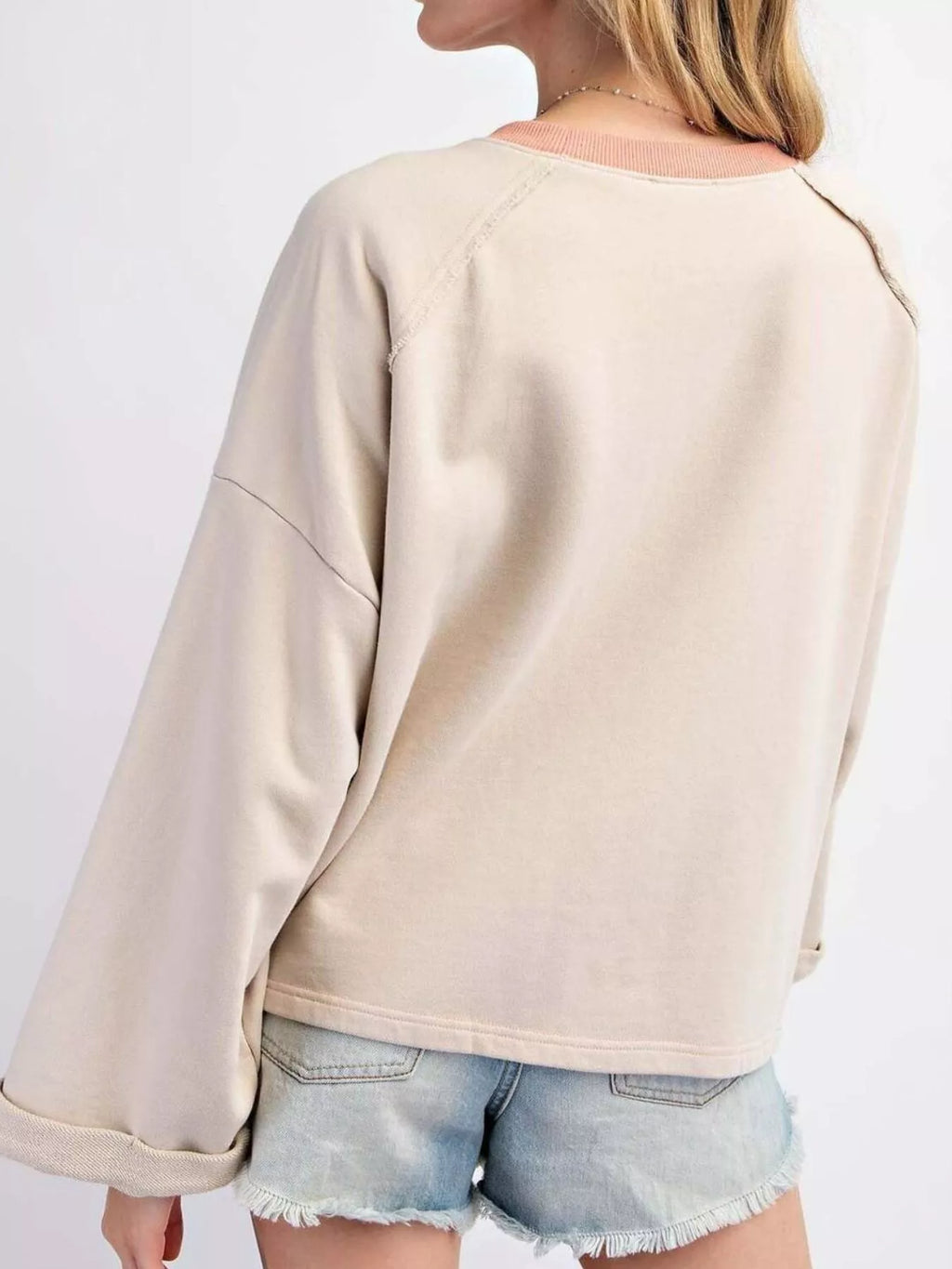 Sarah Express Women's Plaid Flower Patched Round Neck T-Shirt