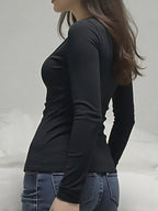 Sarah Express Women's Long Sleeve T-Shirt with Lace Detail