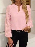 Sarah Express Women's Notched Balloon Sleeve Blouse