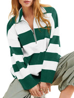 Sarah Express Women's Striped Half-Zip Oversized Sweatshirt - Retro Color Block Pullover