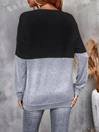 Sarah Express Women's Crisscross V-Neck Color Block Long Sleeve T-Shirt