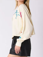 Sarah Express Women's Halloween Colorful Sequin Skeleton Sweatshirt