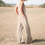 Cotton Linen Loose Two-Piece Set Top and Pants