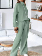 Sarah Express Women's Drop Shoulder Zip Up Jacket and Drawstring Pants Active 2pcs Set