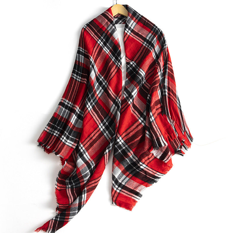 Women's Oversized Square Scarf Cashmere-like Double-Sided Shawl 140cm Woven Fall Winter Accessory