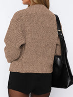 Sarah Express Women's Zip Up Long Sleeve Cardigan - Ribbed Knit Sweater