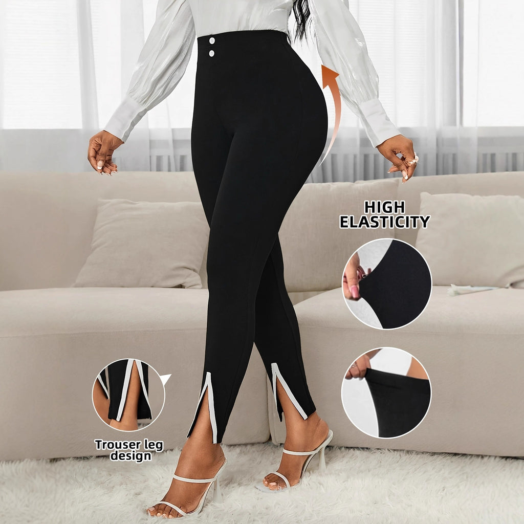 Women's Elegant Slim Fit Chenille Pants High Waist Work Commuter Trousers