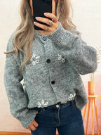 Sarah Express Women's Flower Button-Down Cardigan