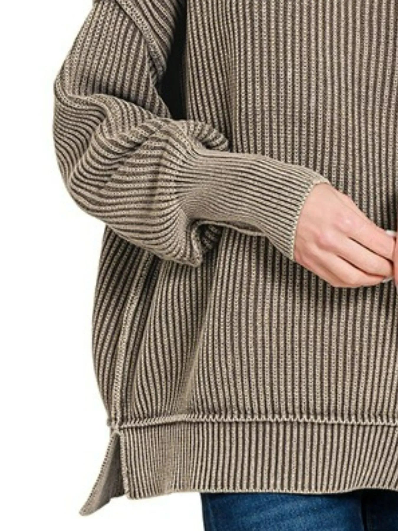 Washed Side Slit Oversized Sweater