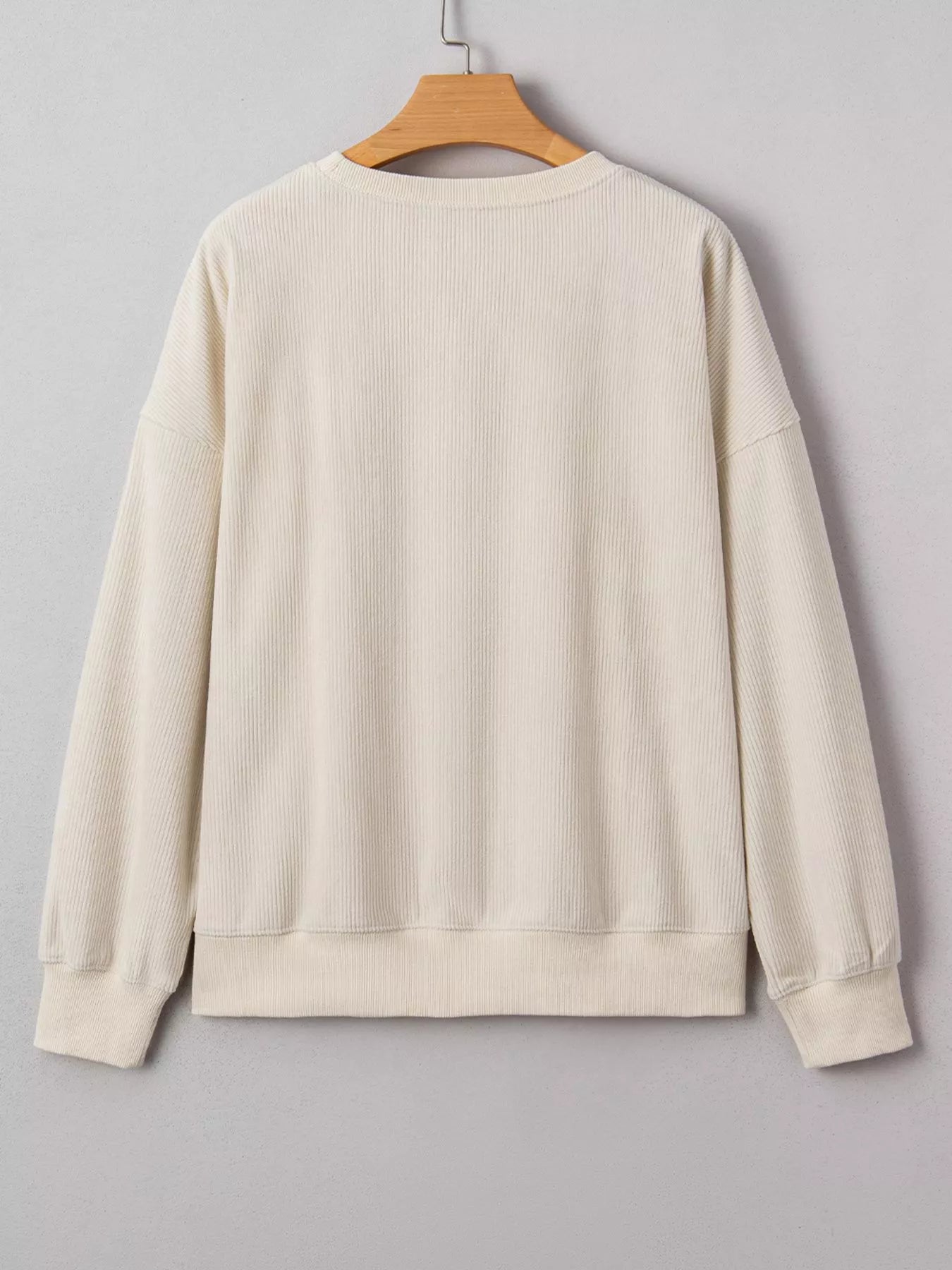 Sarah Express Women's Merry Little Thing Corded Letter Graphic Ribbed Sweatshirt