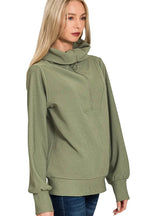 Sarah Express Women’s Ribbed High Neck Half Zip Lounge Set with Palazzo Pants