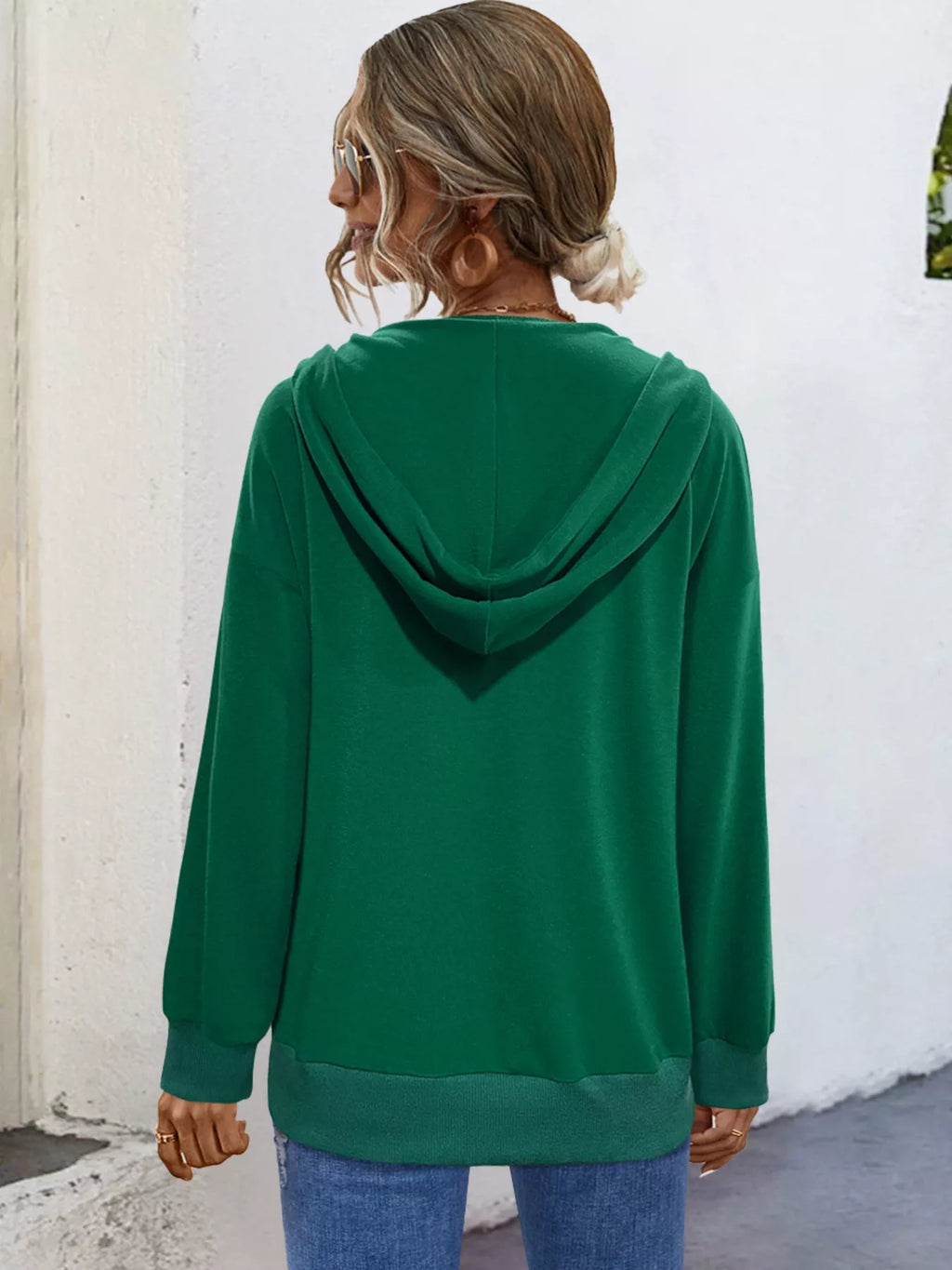 Sarah Express Women's Snap-Down Hoodie with Kangaroo Pocket Plus Size