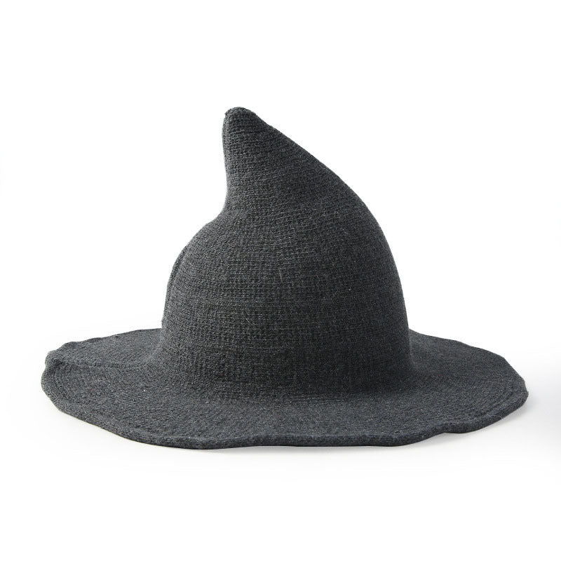 Wool Witch Wizard Hat Wide Brim High Crown Hand-Painted