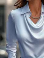 Sarah Express Women's Long Sleeve Blouse with Collar Plus Size