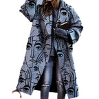 Women's Plaid Print Long Sleeve Coat Loose Fit Outerwear