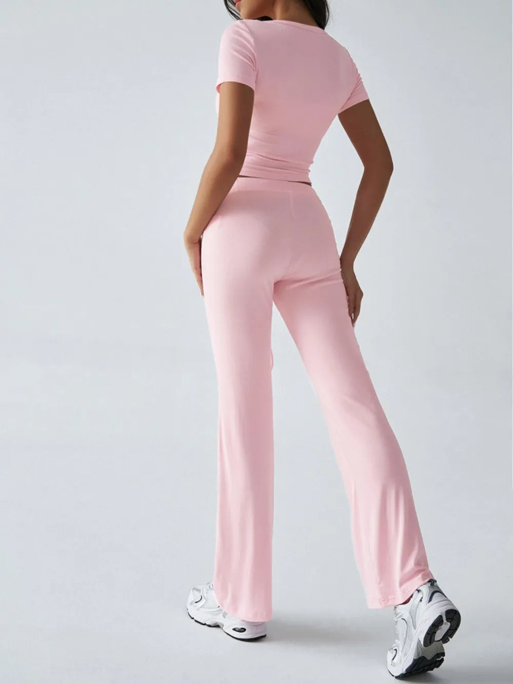 Sarah Express Women's Devine Short Sleeve Top and Drawstring Pants Set