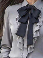 Sarah Express Women's Ruffled Tie Front Long Sleeve Blouse