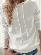 Drawstring Pullover Sweatshirt Solid Color Casual